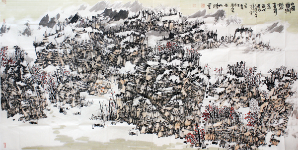 山水画家朱仕明笔下的墨彩家山