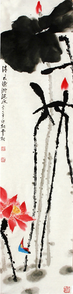 亭亭出水中 双影共分红——杜雪松画作欣赏