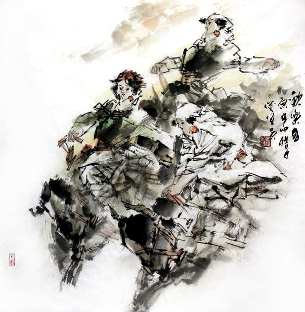 崔俊恒人物作品《秋乐》入拍成功书画网（微）拍第二十四
