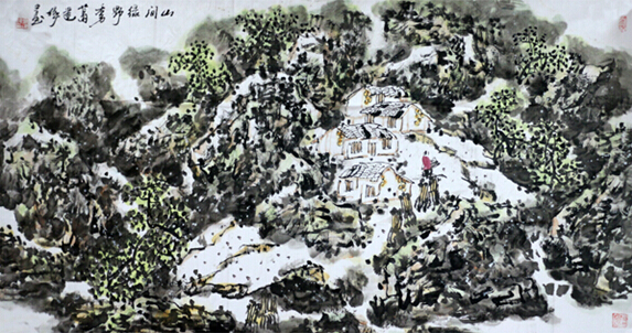 葛建伟画作《山间绿野秀》入成功书画网（微）拍第二十五