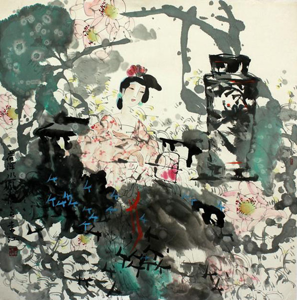 李江画作《荷深水风清》入成功书画网（微）拍第二十六期