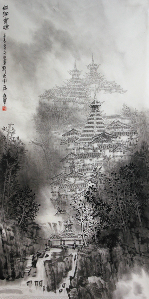 钟应举画作《桐乡云烟》入成功书画网（微）拍第二十六期