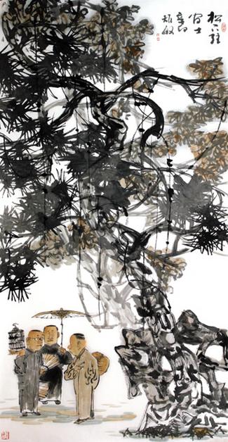 周矩敏画作《松下》入成功书画网（微）拍第二十八期