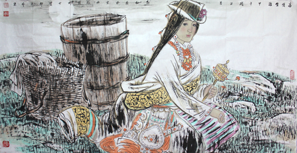 毛水仙人物画作入“水墨西部&#8226;当代西部风情题材馆藏