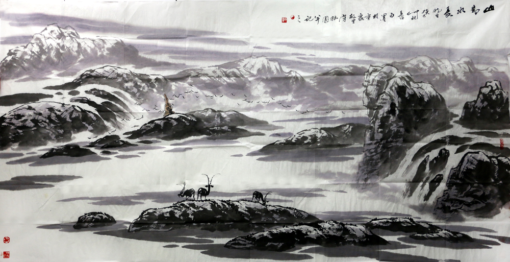 青海美协名誉主席白墨先生巨幅山水画新作赏析