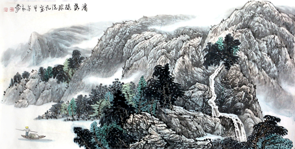 徐良发山水作品《清泉》入拍成功书画网（微）拍