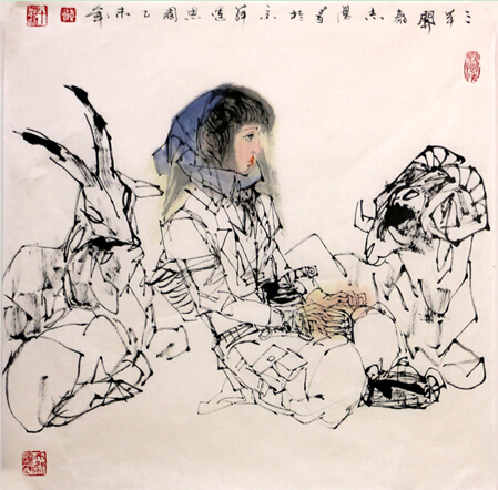 于志学画作《三阳开泰》入成功书画网（微）拍第三十八期