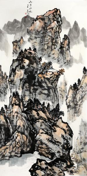 萧剑画作《山高水长》入成功书画网（微）拍 第三十九期