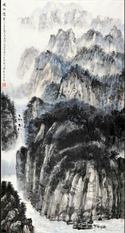四川美协名誉主席钱来忠山水画入“山河墨韵”国画双线联