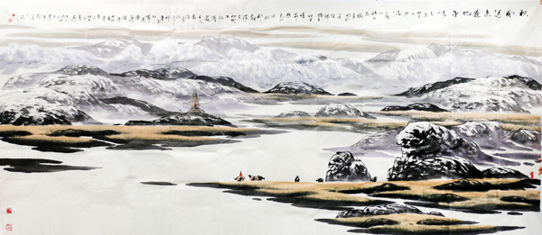 青海美协名誉主席白墨先生山水画入“山河墨韵”国画双线