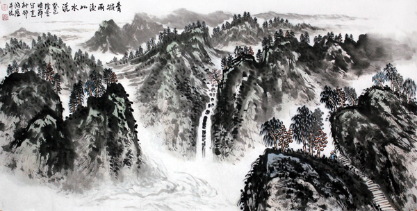 王鸿雁山水画作入成功书画网（微）拍第四十一期拍卖
