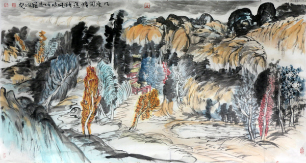 郑州市美术家协会主席罗治安山水画入展“水墨乡情”双线