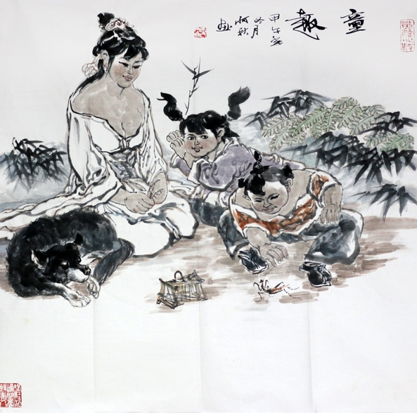 李月秋画作《童趣》入成功书画网（微）拍第四十七期