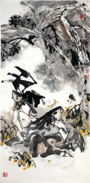 于志学画作《驯鹿》入成功书画网（微）拍第四十八期