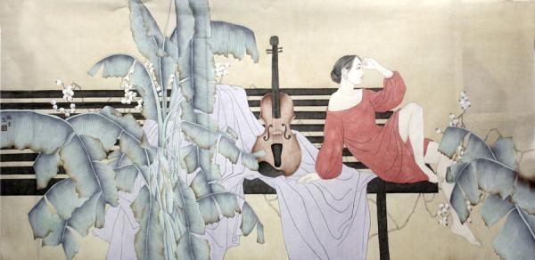 苏童工笔人物画作入成功书画网（微）拍第四十八期