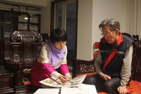 成功美术馆副馆长拜访著名人物画家马西光