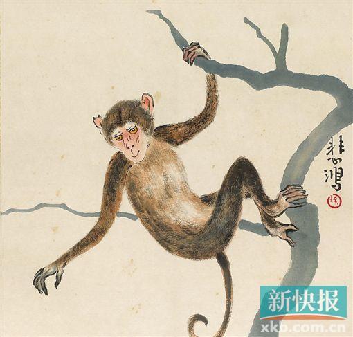 高奇峰笔下的猴子带有人性化倾向