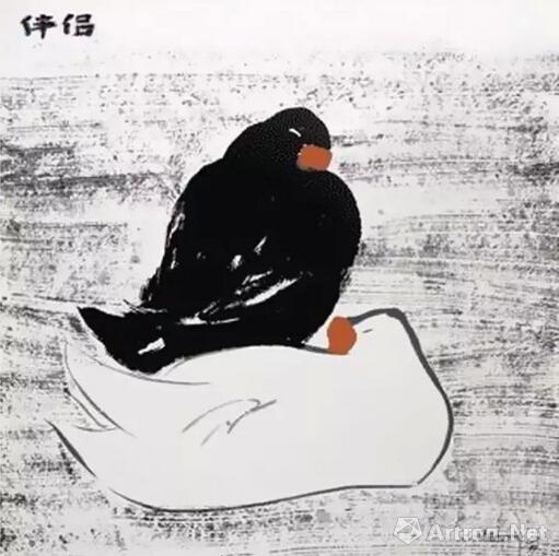 吴冠中 伴侣 丝网版画 80cm×80cm 200年