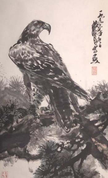 黄胄《 松鹰图》 设色纸本镜心 87x53cm 一九九三年作