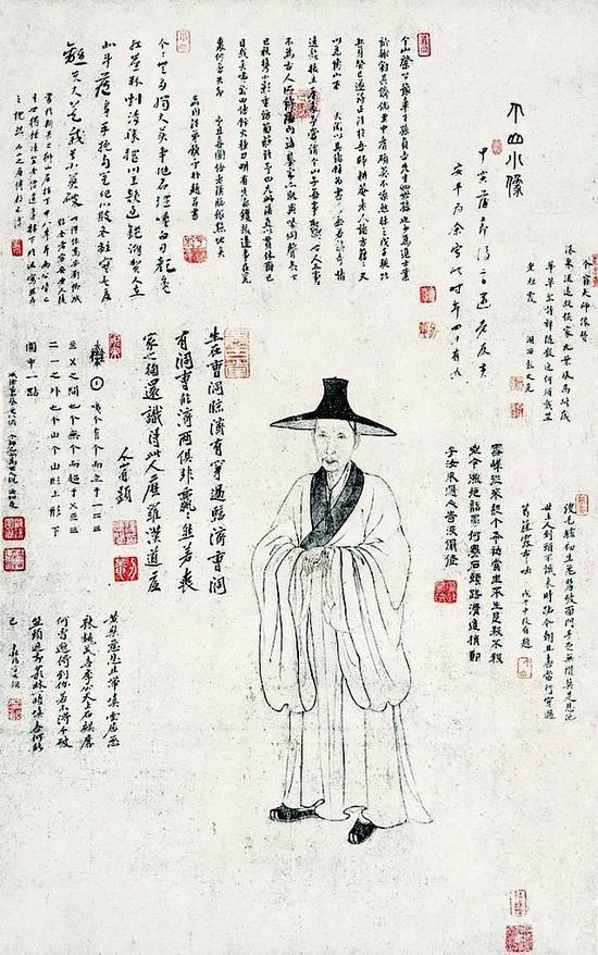 黄安平《个山小像轴》，纸本水墨，97×60.5cm，清，八大山人纪念馆藏