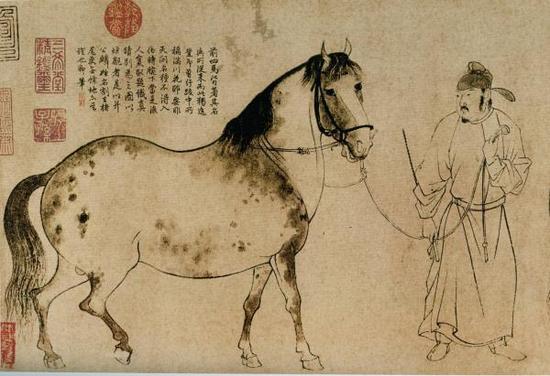 李公麟《五马图》（局部）
