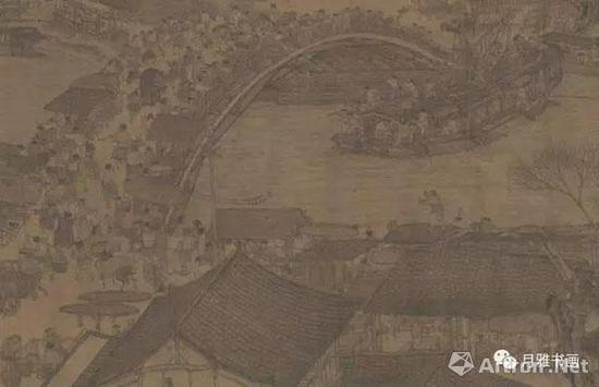 明本《清明上河图》中船舶顺利通过虹桥的情景（图6）