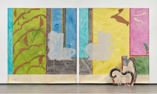 贝蒂·伍德曼（Betty Woodman）， 《Paola‘s Room（diptych）》， 237.5×440.1×29.8cm，2011