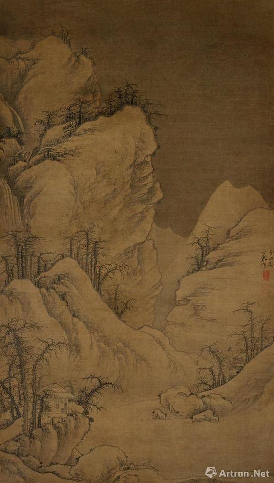 曹知白 《雪山图》  绢本水墨  97.1x55.3cm  故宫博物院藏
