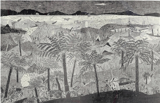 吴建棠 朱剑坤 蕨类活化石桫椤 200×308cm 版画