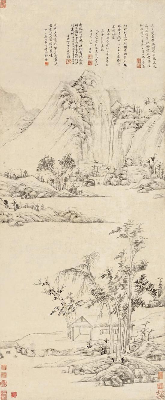 文嘉《雨后山图》轴，纸本水墨，121.5厘米×49.5厘米，1565年