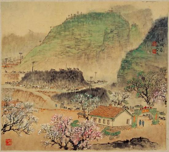 钱松喦 《煤城春》49.5×55.5cm 20世纪50年代