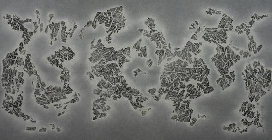 仇德树，裂变 - 生命之一，222×430cm，宣纸、丙烯、墨、画布，2016-2018