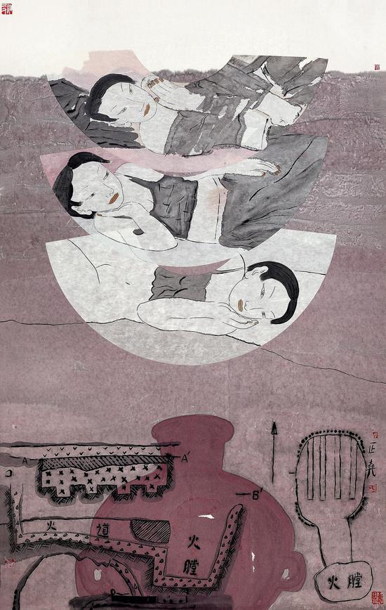 左正尧，龙窑，145×90cm，纸本水墨设色，2007