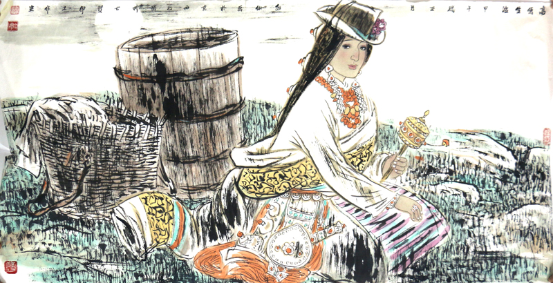 丰丽典雅 妩媚张扬——毛水仙教授人物画（《西部成功书画家》刊载）浅说