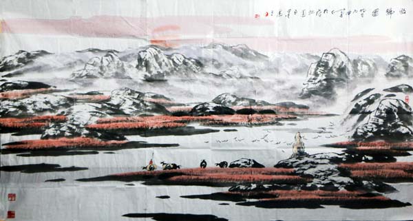 白墨山水画作入成功美术馆丁酉'馆藏四季•夏'书画