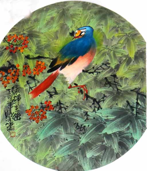 四川省著名花鸟画家杨晓亮参展2018中国兰州成功当代名家书画(春之韵)